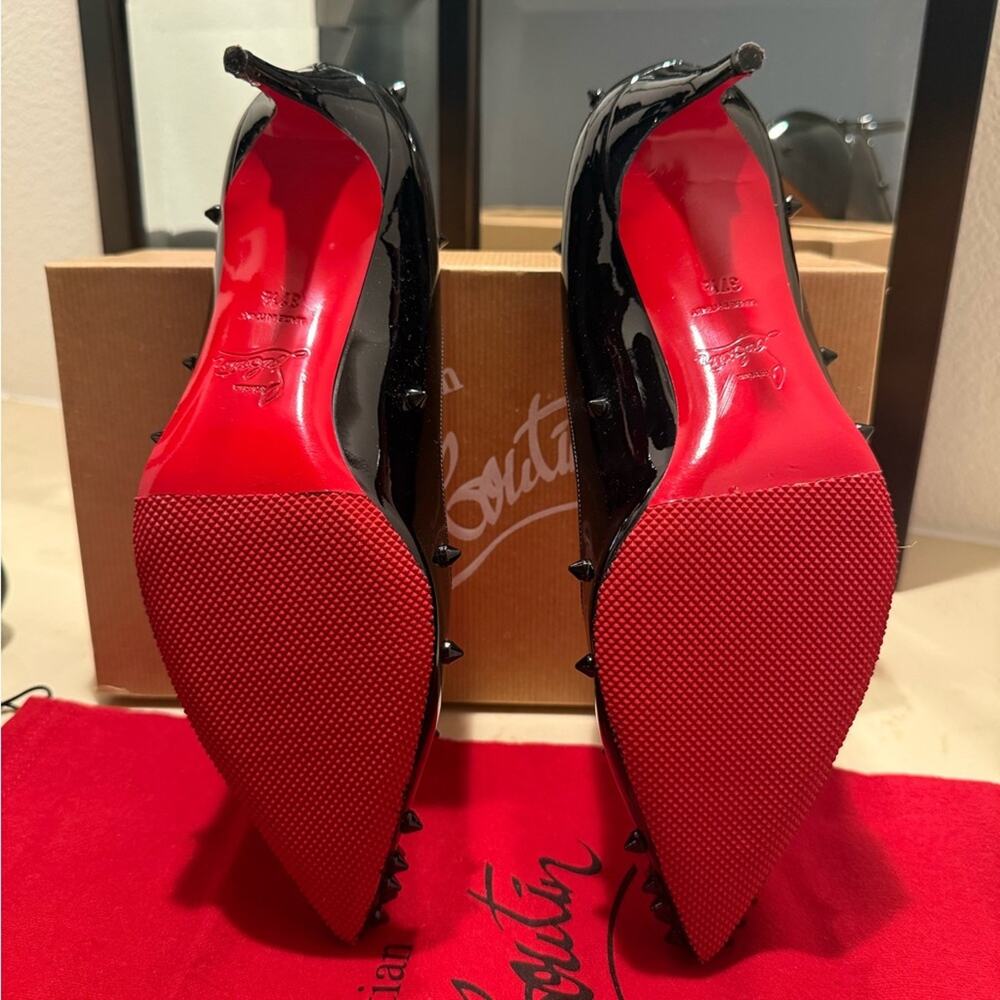 Christian Louboutin Black Patent Studded Pointed Toe Pumps - Picture 12 of 15